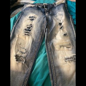 13/14 distressed stone washed jeans
